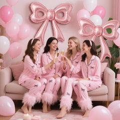 BSRESIN pink bow balloon kit enhances party decor with shimmering reusable foil accents