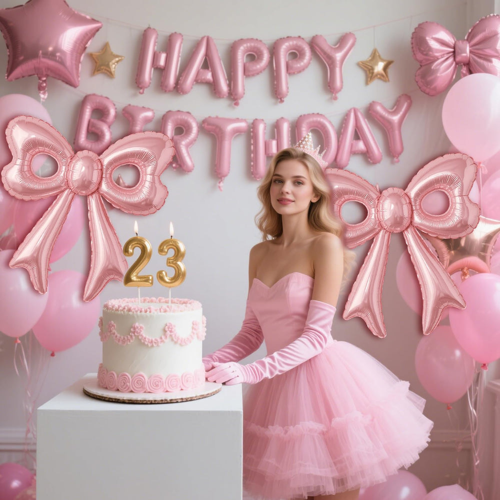 BSRESIN pink birthday balloon 16-inch adds playful birthday message to photos