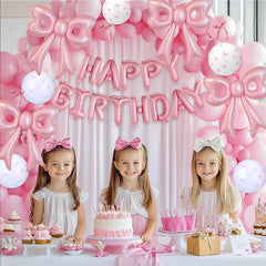 BSRESIN pink bow balloons table decor add charm to centerpieces and backdrops