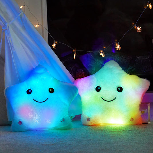 BSTAOFY pink Twinkle Star plush with glow feature, ideal as night-time companion and nursery decor.