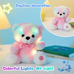 BSTAOFY Rainbow Teddy Bear glowing with colorful lights for bedtime fun.