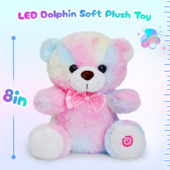 BSTAOFY Rainbow Teddy Bear front view showing rainbow fur and charm.