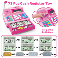 Bstoyder 103-piece grocery store playset with cash and coins for creative math play.