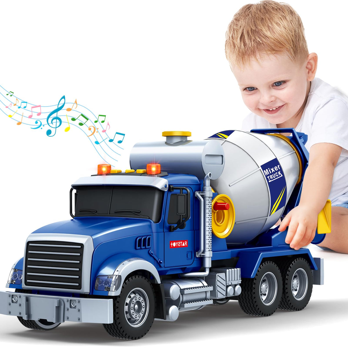 Bstoyder 15-inch cement mixer truck blue for imaginative building play.