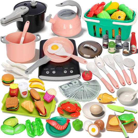 Bstoyder 168Pcs kitchen set with induction cooktop for immersive pretend cooking