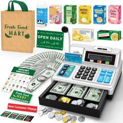 Bstoyder calculator cash register toy demonstrating pretend shopping with numbers