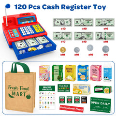 Bstoyder cash register with microphone and sound effects for imaginative play.