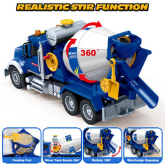 Bstoyder cement mixer truck toy with rotating tank for pretend unloading.