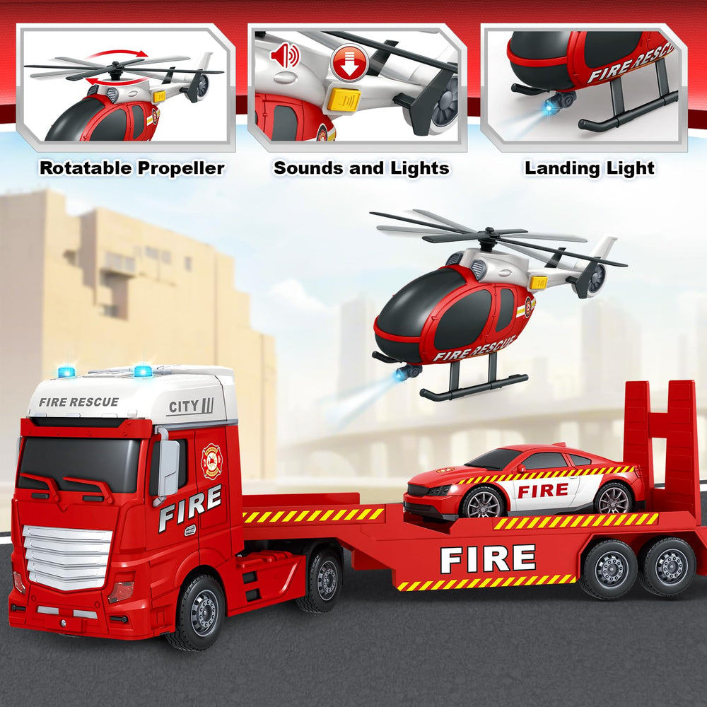 Bstoyder fire car speeds along, adding fast action to pretend missions.