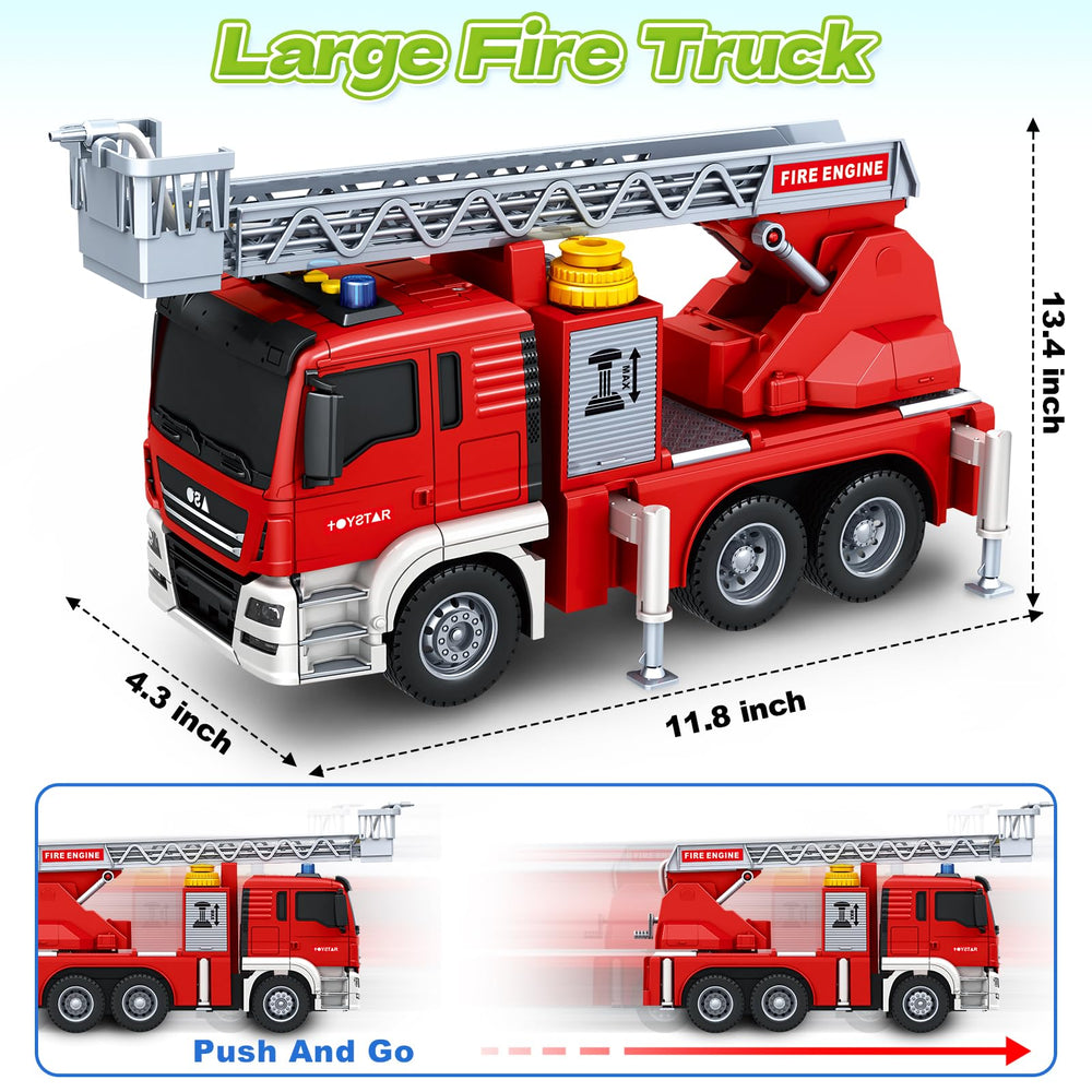 Bstoyder fire truck features lights and sounds for engaging play.
