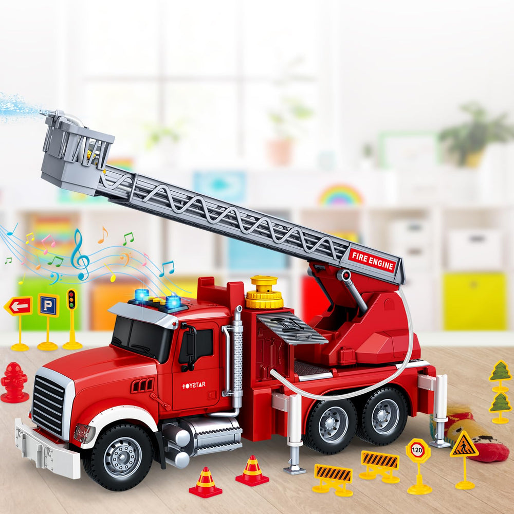 Bstoyder fire truck storage compartments keep accessories organized.