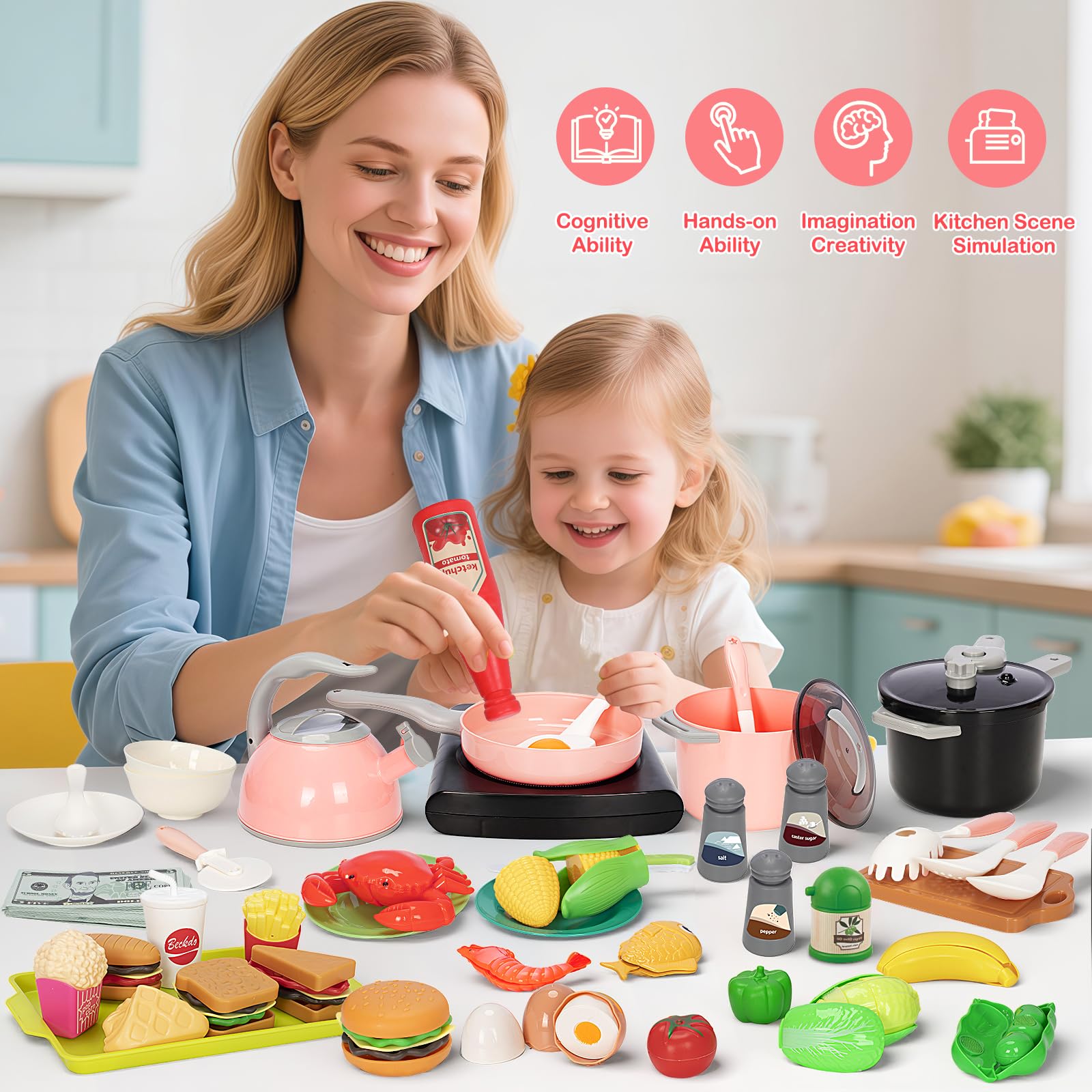 Bstoyder complete kitchen set in action supports imaginative play