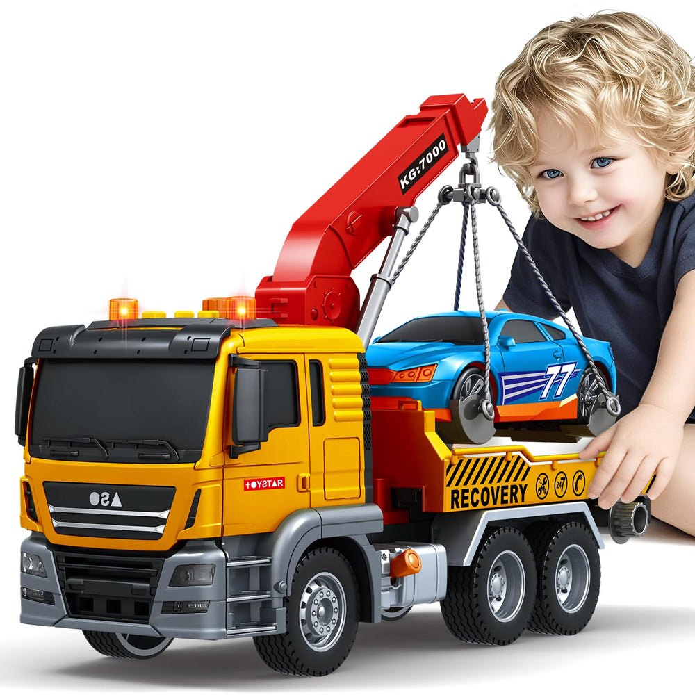 Bstoyder tow truck toy front view, ideal for imaginative play