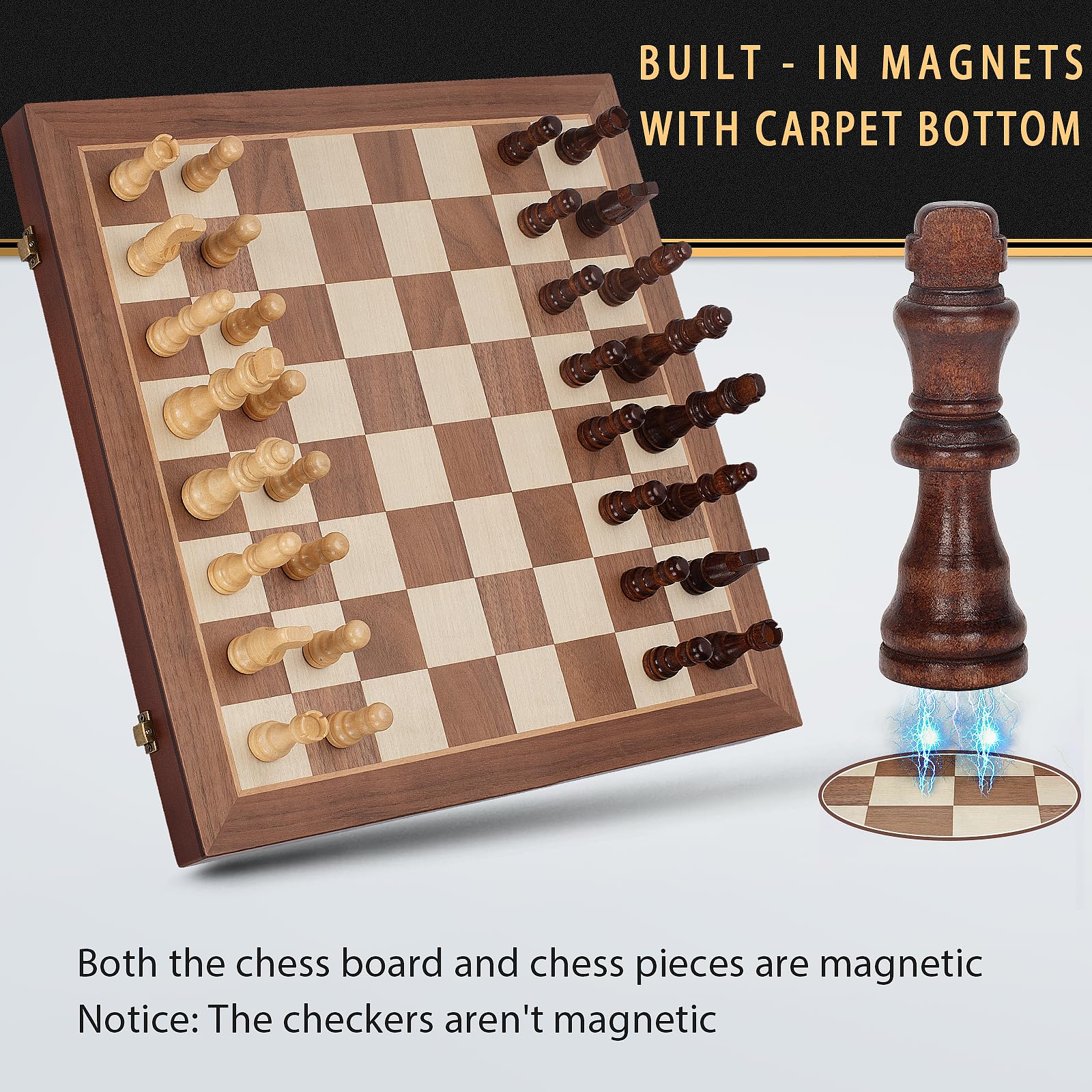 Bstoyder premium wooden chess pieces showcase natural grain and smooth feel.