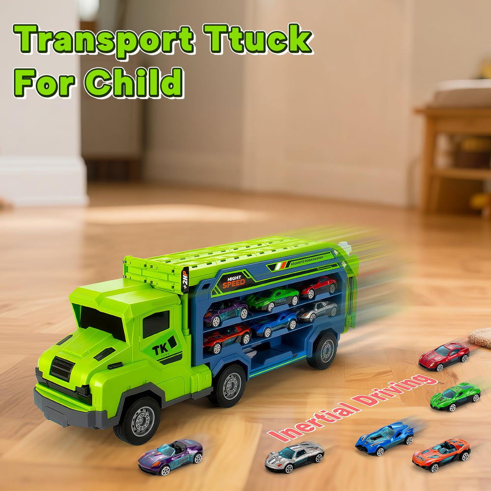 Bstoyder unfolded race track with two green lanes for solo or multiplayer racing.