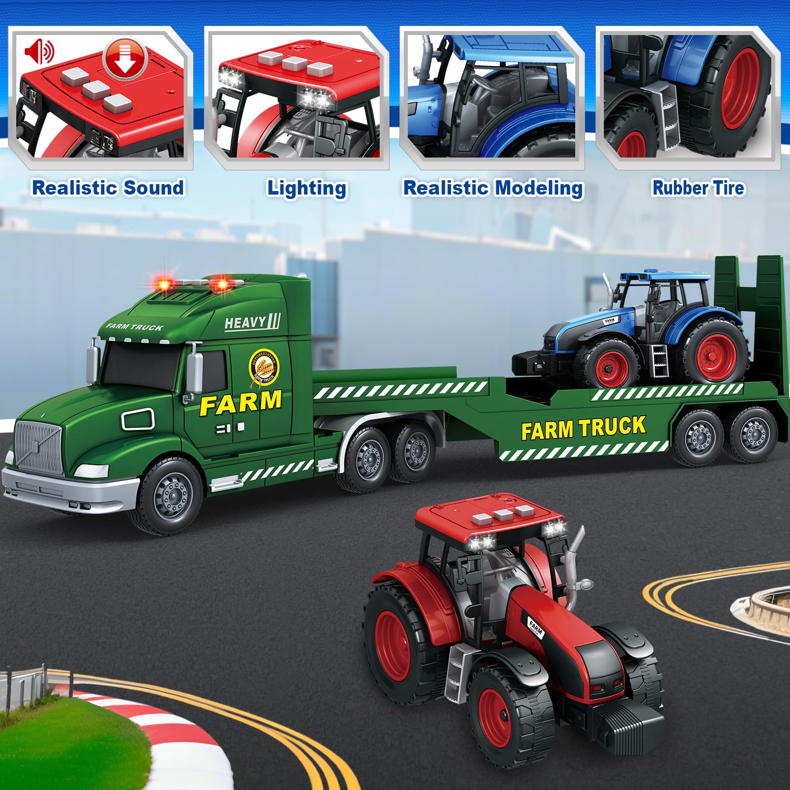 BSTOYDER truck head detachable tailboard enables realistic transport play.