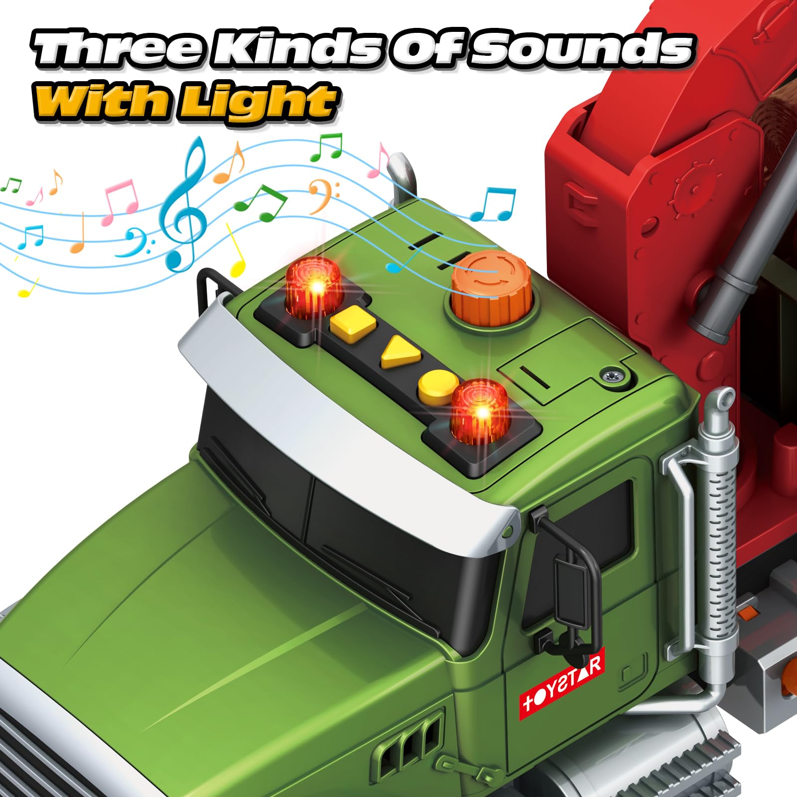 Bstoyder truck lights and sounds enhance immersive play experiences.