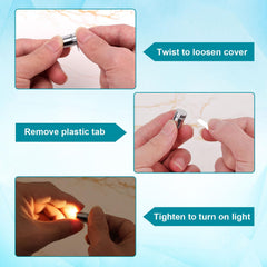 BTFO tiny lights feature twist-to-activate design for easy use.