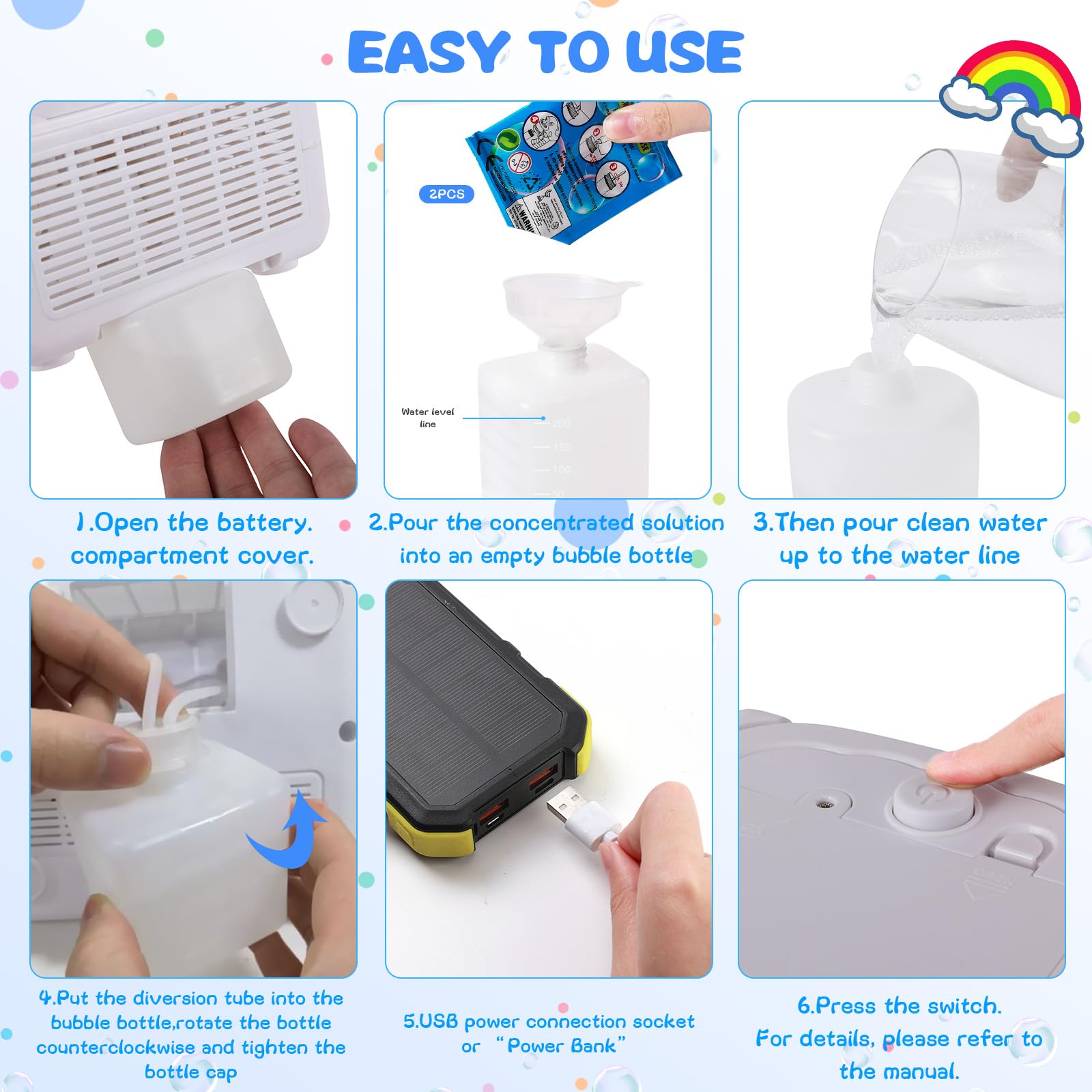 Bttyu bubble machine used by kids for safe, fun bubble play