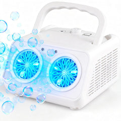 Bttyu dual-fan bubble machine front view demonstrating high-output bubbles for events