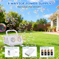 Bttyu dual-fan bubble machine power options highlight versatility for indoor/outdoor use