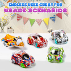 Buauty pull-back action offers instant on-the-go entertainment.