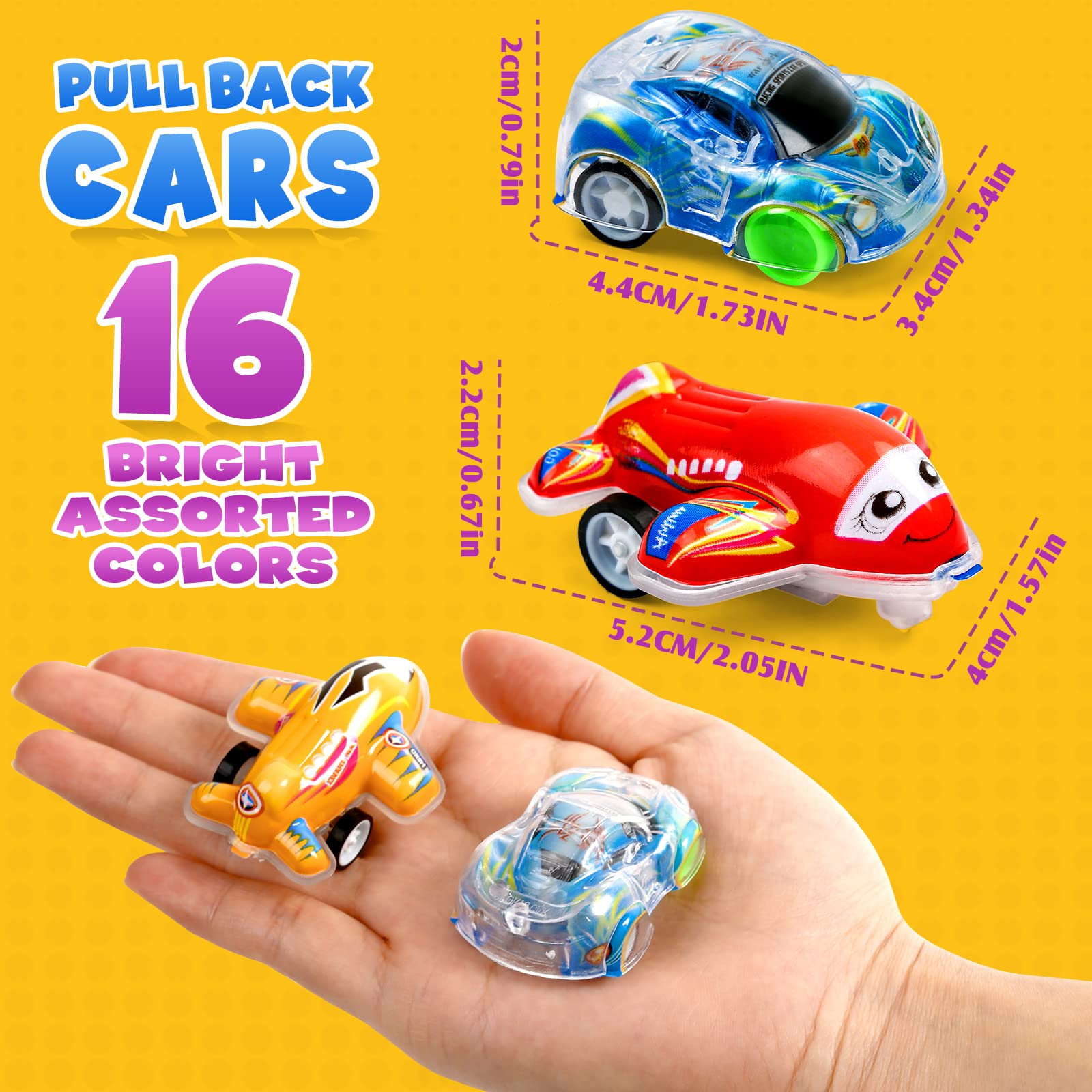 Buauty two-inch pull back cars easy for little hands to grasp.