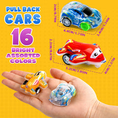 Buauty two-inch pull back cars easy for little hands to grasp.