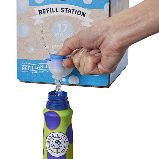 Bubble Tree 2-liter box with auto-spill-spout supports quick, clean bubble filling.