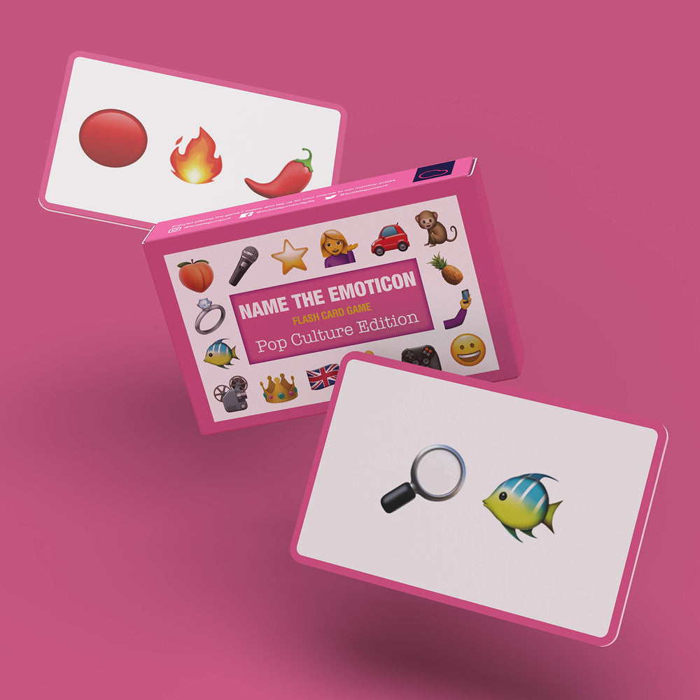 Name The Emoticon Game card deck with pop culture prompts for quick rounds
