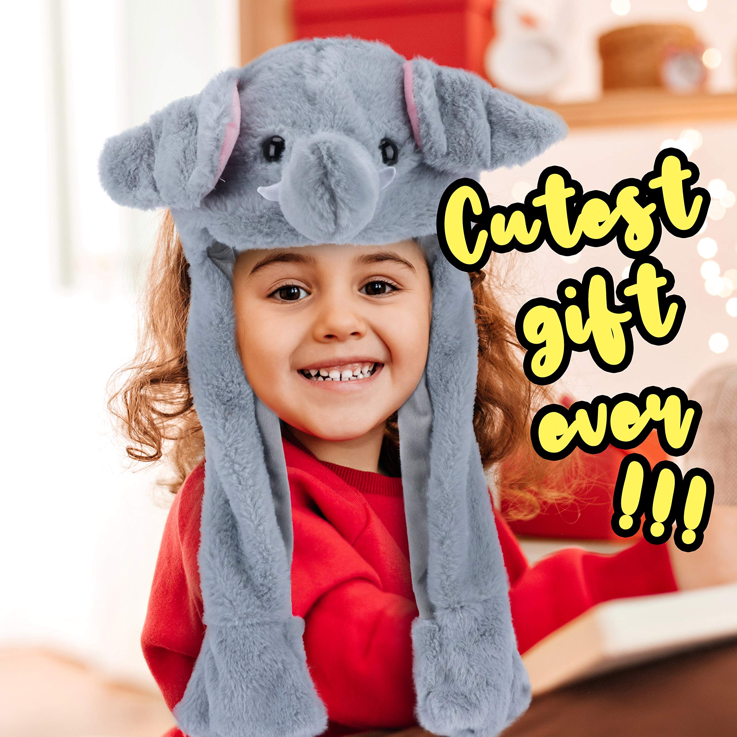 Bubblepompom Elephant Hat in velvety plush for cozy comfort.