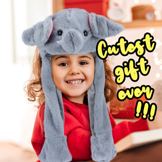 Bubblepompom Elephant Hat in velvety plush for cozy comfort.