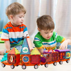 BUBUQE four car bases connect magnets for long, sturdy, expandable train setups