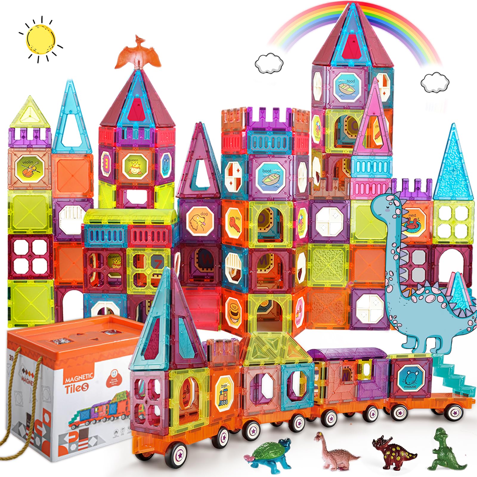 BUBUQE magnetic tiles train base set for durable, expandable play and train building
