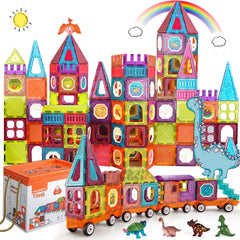 BUBUQE magnetic tiles train base set for durable, expandable play and train building
