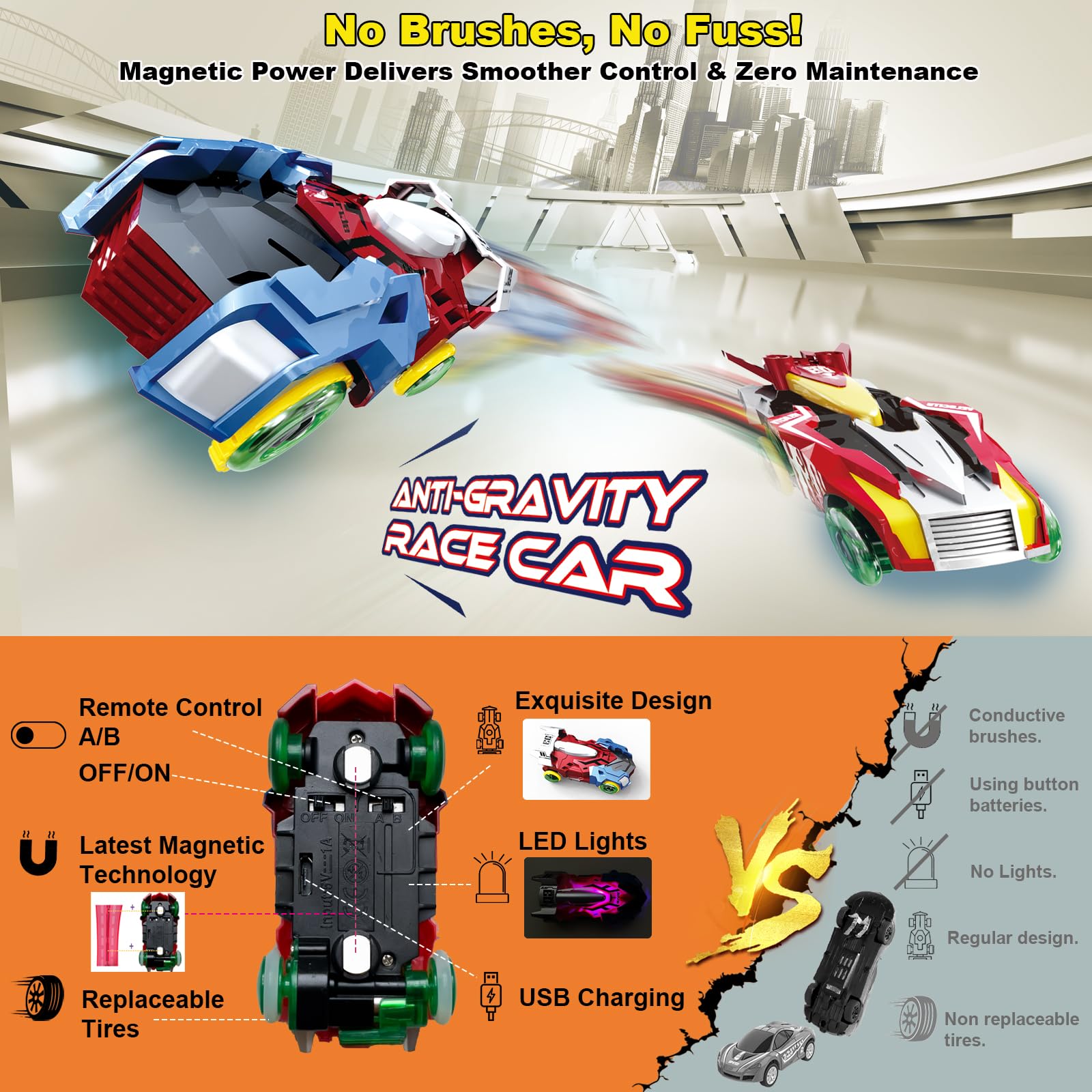 BUBUQE rechargeable magnetic cars on track with USB charging