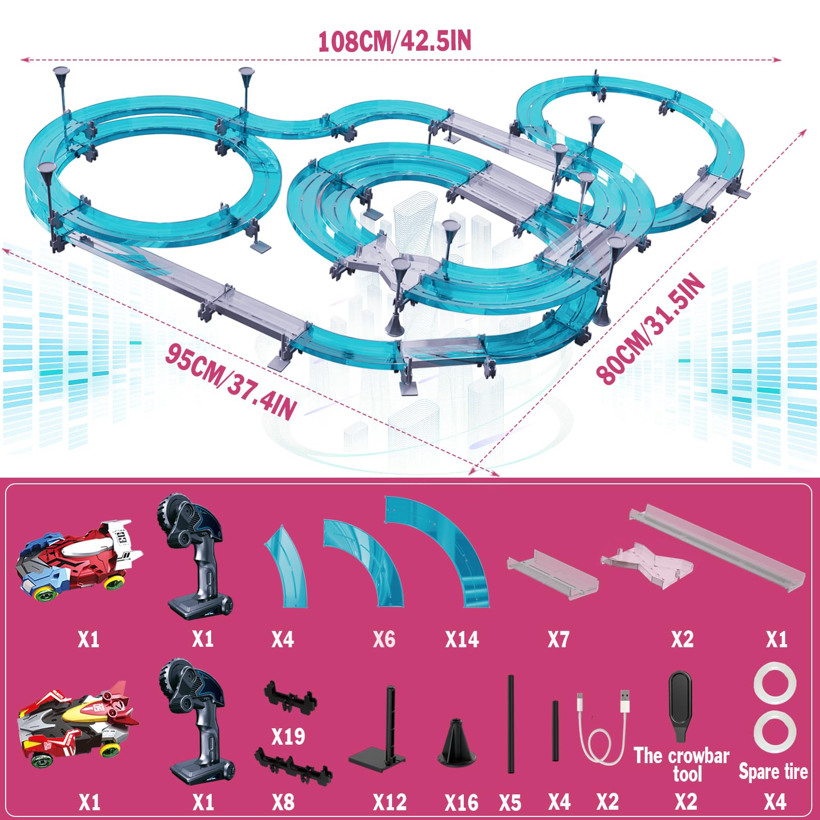 BUBUQE slot car track USB charging keeps cars ready for sessions