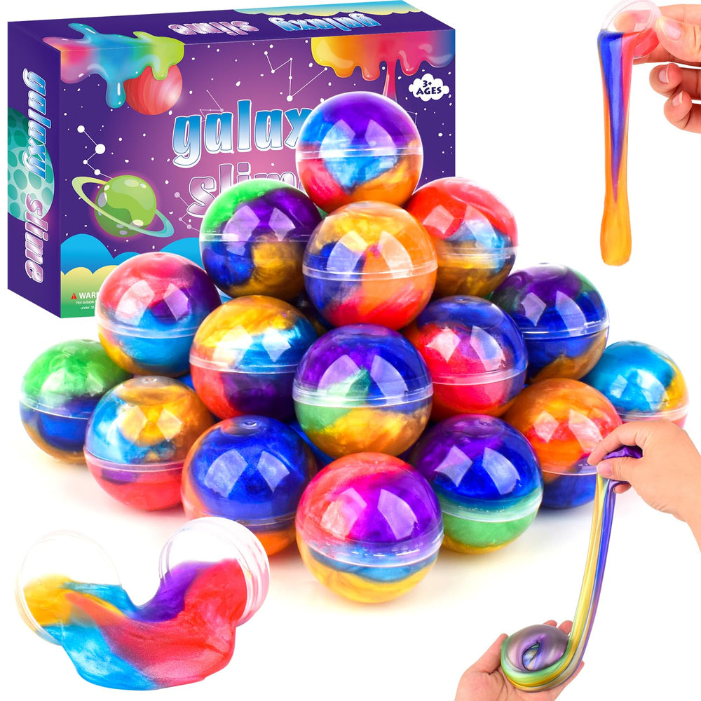 Bucaikein galaxy slime balls 36-pack ideal for party favors and classroom prizes.