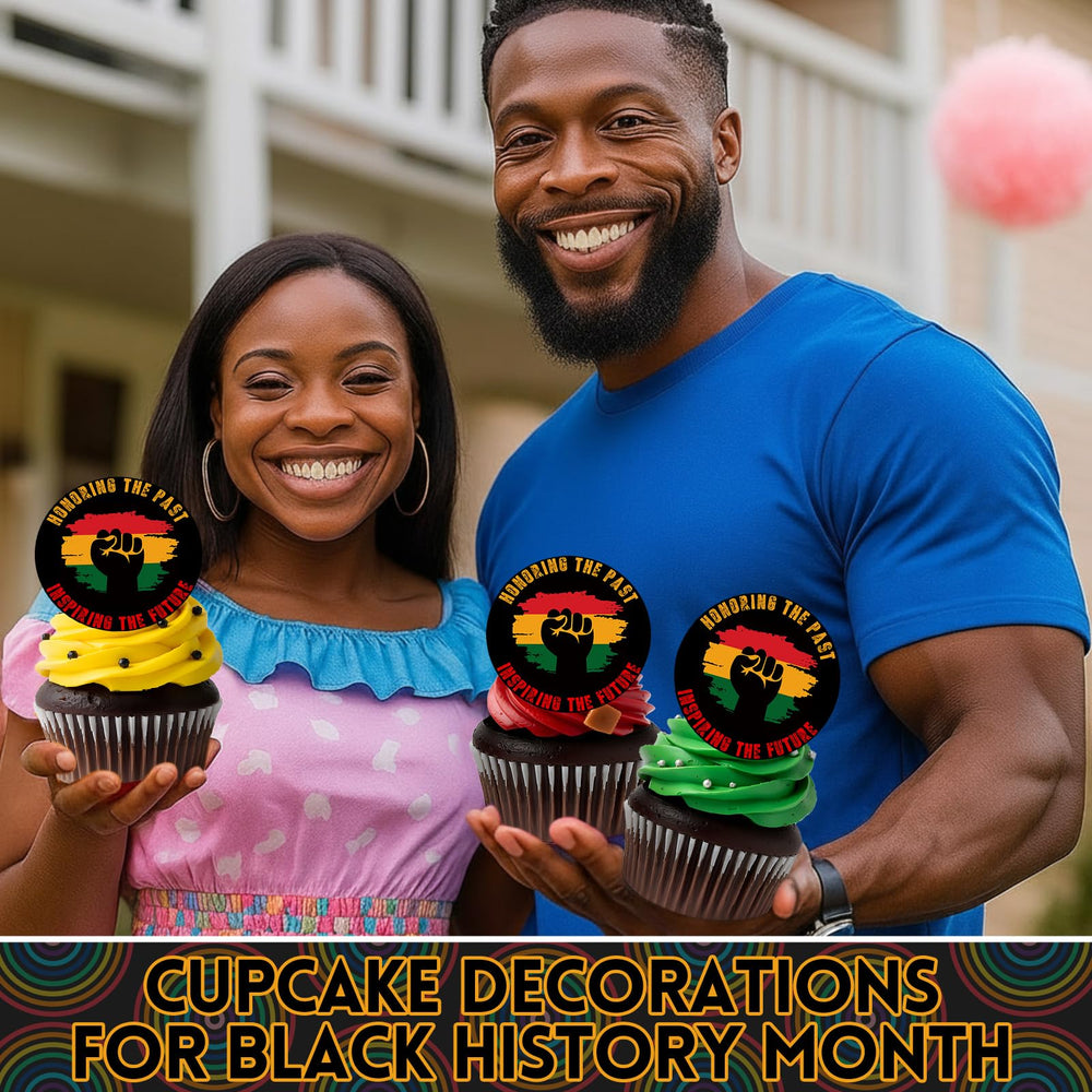 Bucherry black history month decorations insert easily into cupcakes.