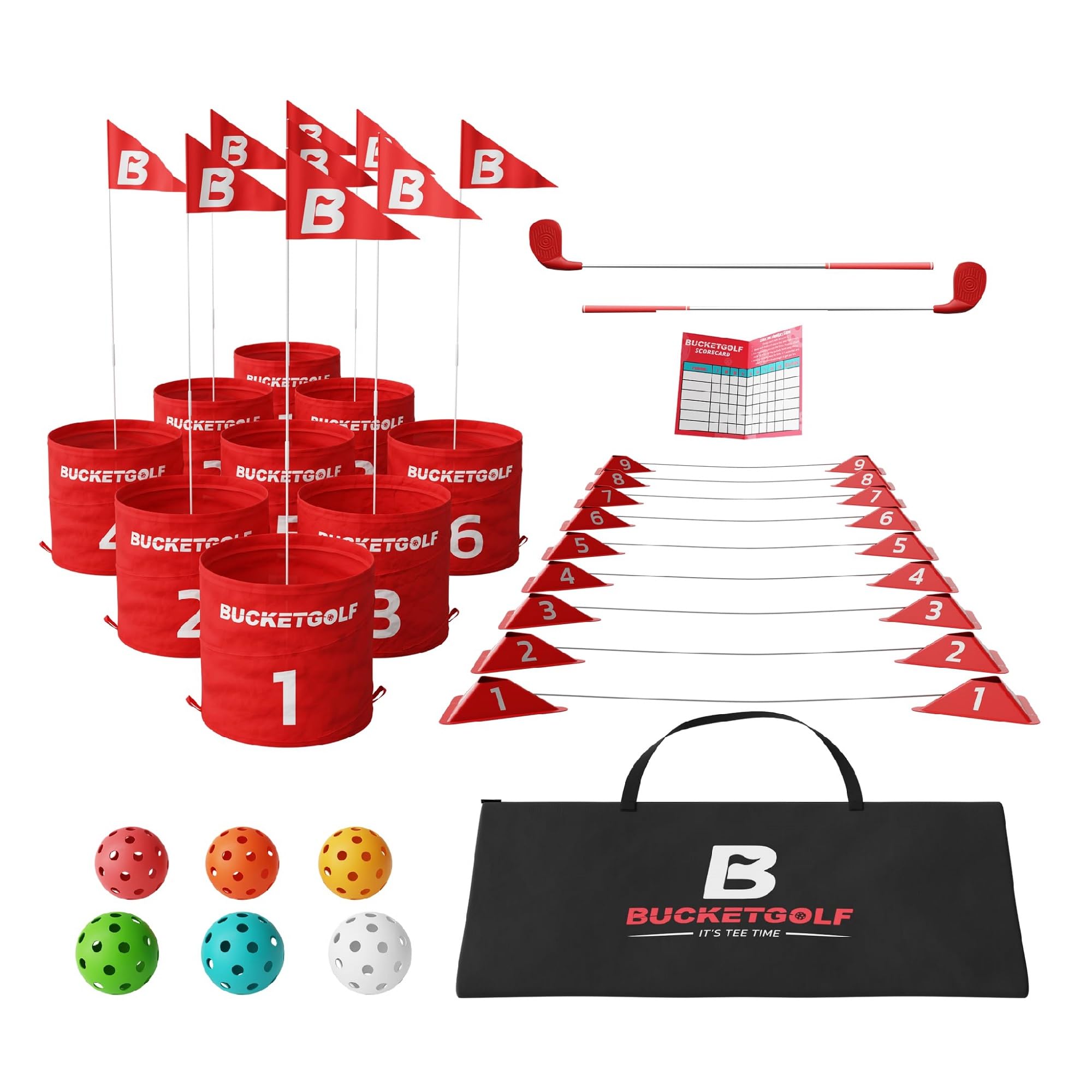 bucketgolf bundle set with carry bag for versatile outdoor fun