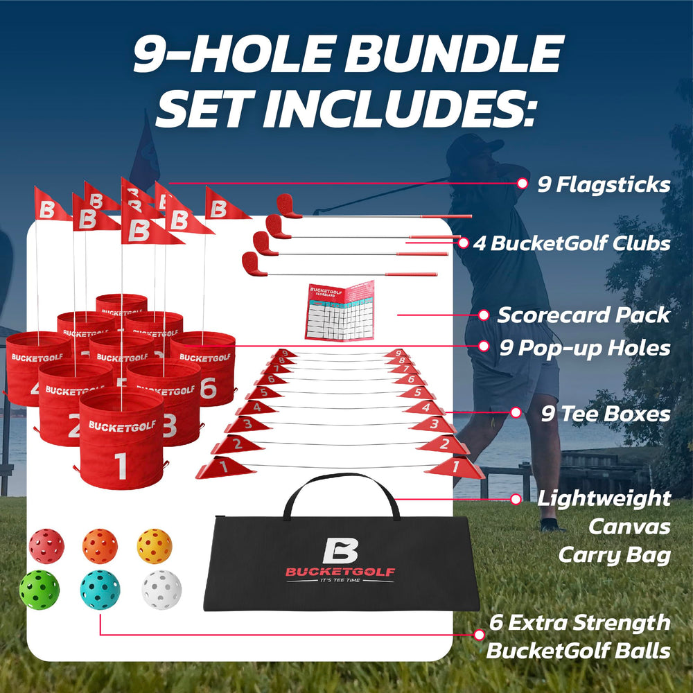 Bucketgolf compact carry bag demonstrating easy transport to parks or vacations.