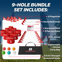 Bucketgolf compact carry bag demonstrating easy transport to parks or vacations.