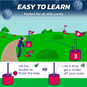 Bucketgolf easy setup and storage for fast play between activities.