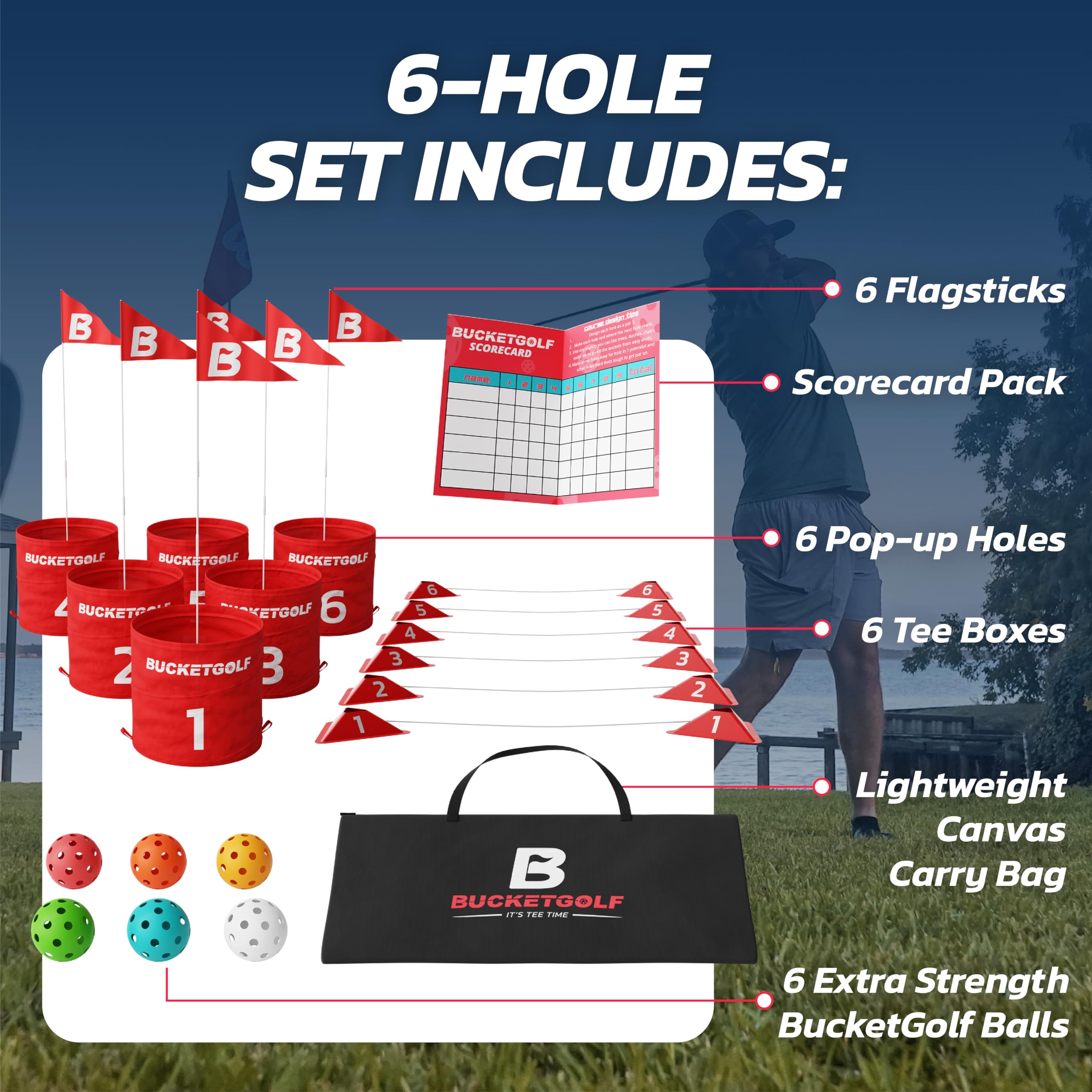 Bucketgolf family fun for backyard, park, or beach gatherings.