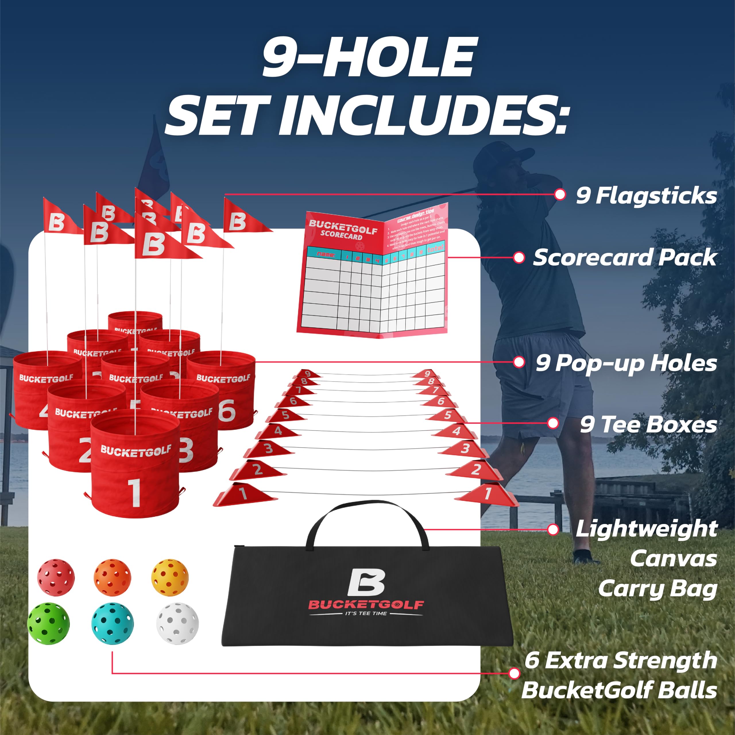 Bucketgolf Game Pro outdoor setup on the beach, fun for kids.