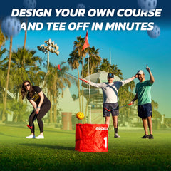 bucketgolf Original Game 3-Hole Travel Set yard setup; quick course design boosts backyard fun