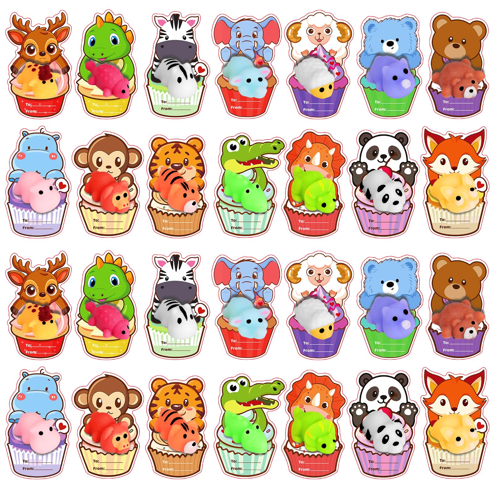 Budbof 28-pack Mochi Squishies valentine set for classroom exchanges