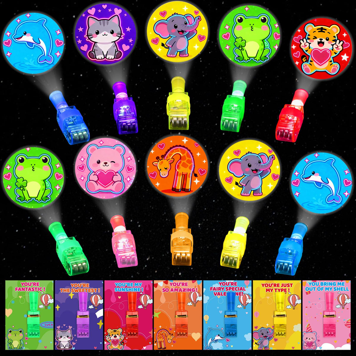 Budbof 28-pack Valentines cards with finger lights for classroom exchanges.