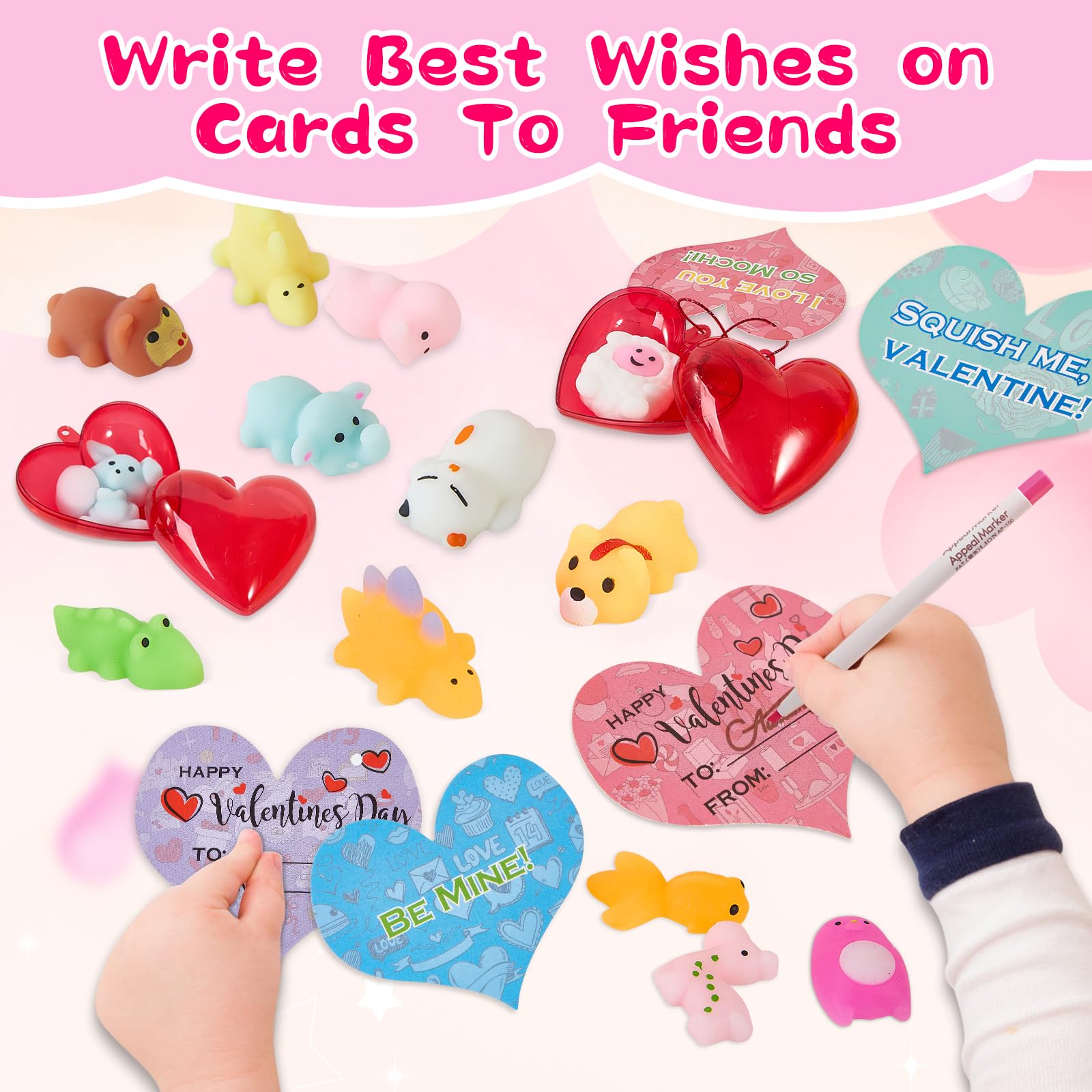 Budbof mochi squishy shark heart box features bright colors that spark sharing.