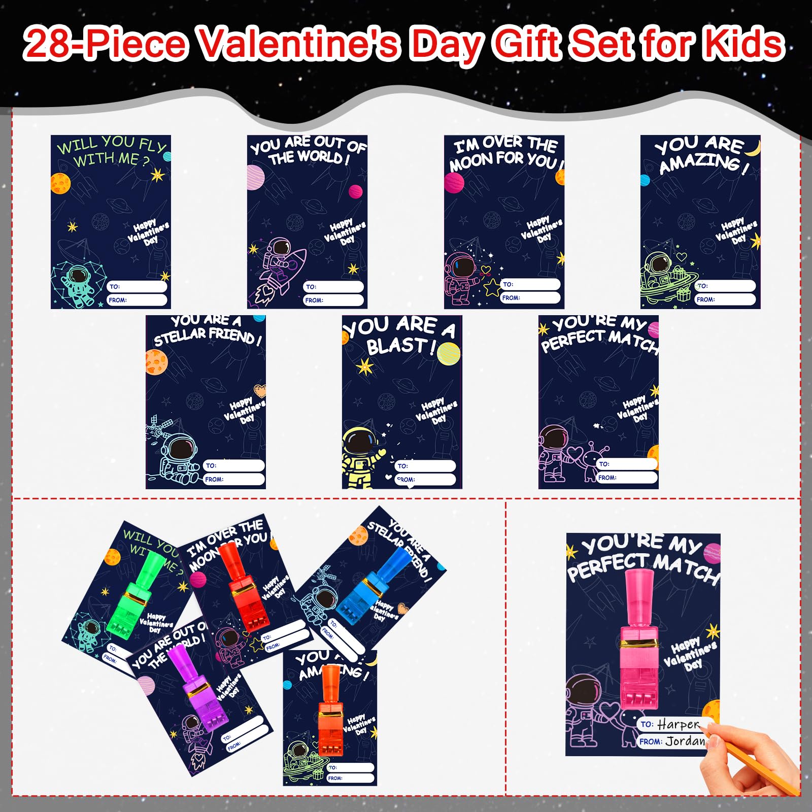 Budbof valentines card with LED finger light, easy classroom attachment for quick exchanges.